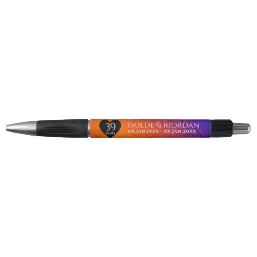 Elegant 39th Agate Wedding Jubileum Celebration Pen (Voorkant)
