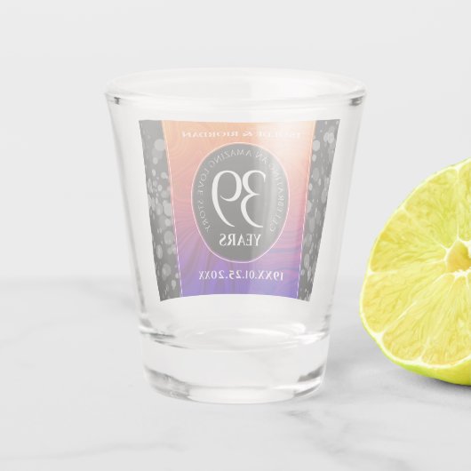 Elegant 39th Agate Wedding Jubileum Celebration Shot Glas (Achterkant)