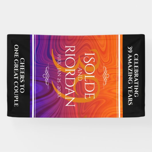 Elegant 39th Agate Wedding Jubileum Celebration Spandoek (Horizontaal)