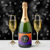 Elegant 39th Agate Wedding Jubileum Celebration Sparkling Wijnetiket