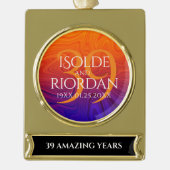 Elegant 39th Agate Wedding Jubileum Celebration Verguld Banner Ornament (Voorkant)