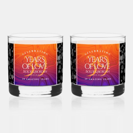 Elegant 39th Agate Wedding Jubileum Celebration Whisky Glas (Voorkant)