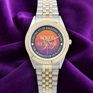 Elegant 39th Agate Wedding Jubileum Horloge
