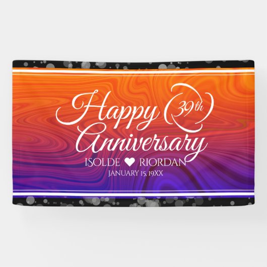 Elegant 39th Agate Wedding Jubileum Spandoek (Horizontaal)