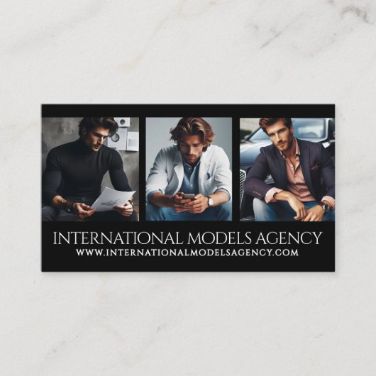 Elegant 3 Afbeeldingen Foto's Drieluik Model Agenc Visitekaartje (Voorkant)