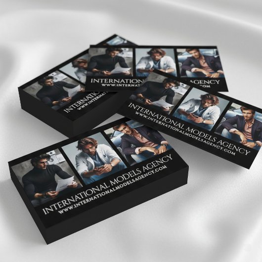 Elegant 3 Afbeeldingen Foto's Drieluik Model Agenc Visitekaartje