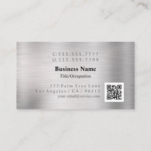 Elegant 3-D Monogram & de code van QR van de Naam Visitekaartje (Achterkant)