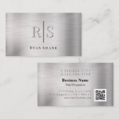 Elegant 3-D Monogram & de code van QR van de Naam  Visitekaartje (Voorkant / Achterkant)