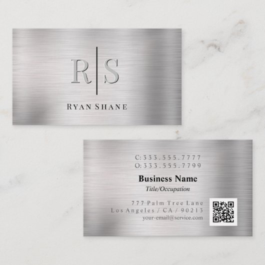 Elegant 3-D Monogram & de code van QR van de Naam  Visitekaartje (Voorkant / Achterkant)