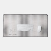 Elegant 3-D Monogram & Naam, Geborsteld Zilver, vs Bureaumat (Keyboard & Muis)