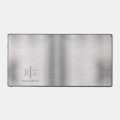 Elegant 3-D Monogram & Naam, Geborsteld Zilver, vs Bureaumat (Voorkant)