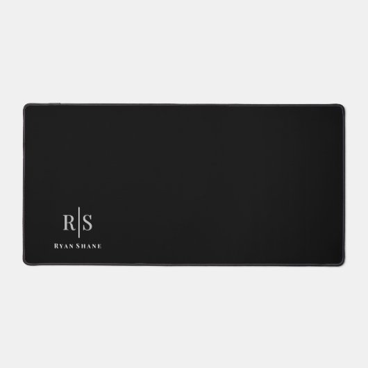 Elegant 3-D Monogram & Naam op Zwart, Vs 2 Bureaumat (Voorkant)