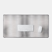 Elegant 3-D Monogram & Zwarte Naam, Geborsteld Zil Bureaumat (Keyboard & Muis)