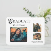 Elegant 3 foto Afstuderen Kaart (Staand voorkant)