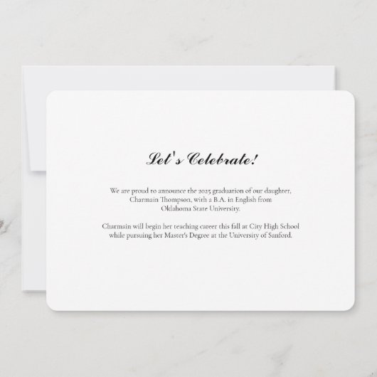 Elegant 3 foto Afstuderen Kaart (Achterkant)