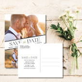 Elegant 3 foto bruiloft Bewaar de datum Aankondigingskaart