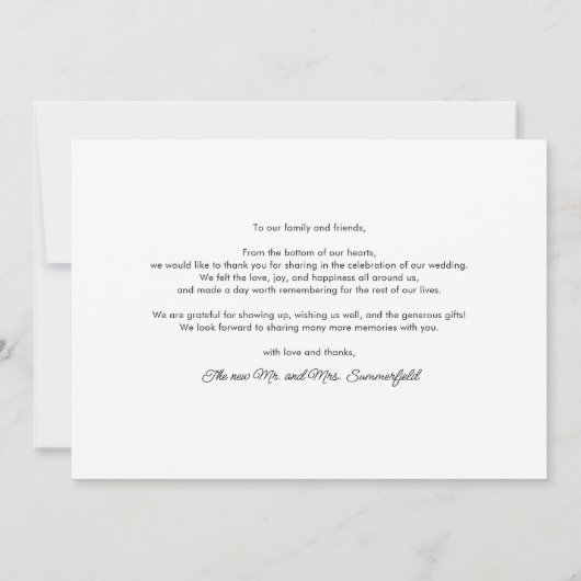 Elegant 3 Foto bruiloft Hartelijk dank Notitiekaartje (Achterkant)