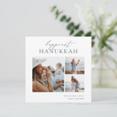 Elegant 3 Foto Collage Happiest Hanukkah Feestdagenkaart (Staand voorkant)