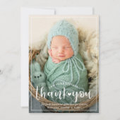 Elegant 3 Foto Dank u geboorteaankondiging Feestdagenkaart (Voorkant)