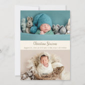 Elegant 3 Foto Dank u geboorteaankondiging Feestdagenkaart (Achterkant)