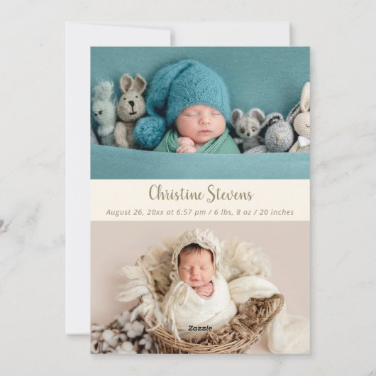 Elegant 3 Foto Dank u geboorteaankondiging Feestdagenkaart (Achterkant)