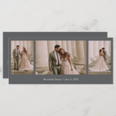 Elegant 3 foto grijs bruiloft Dank u (Voorkant / Achterkant)