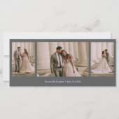 Elegant 3 foto grijs bruiloft Dank u (Voorkant)