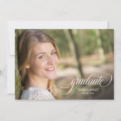 Elegant 3 foto kalligrafie Afstuderen Uitnodiging (Voorkant)