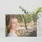 Elegant 3 foto kalligrafie Afstuderen Uitnodiging (Staand voorkant)