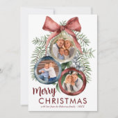 Elegant 3 foto kerst ornamenten feestdagenkaart (Voorkant)