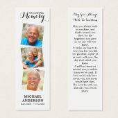 Elegant 3 Foto Memorial Funeral Poem Bladwijzer Mini Visitekaartjes (Voorkant /achterkant)