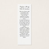 Elegant 3 Foto Memorial Funeral Poem Bladwijzer Mini Visitekaartjes (Achterkant)