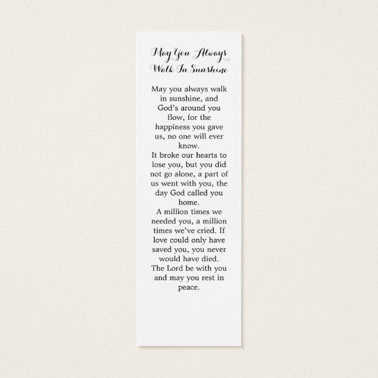 Elegant 3 Foto Memorial Funeral Poem Bladwijzer Mini Visitekaartjes (Achterkant)
