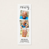 Elegant 3 Foto Memorial Funeral Poem Bladwijzer Mini Visitekaartjes (Voorkant)