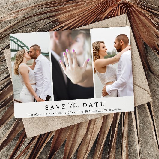 Elegant 3 Foto Modern Wedding Save The Date