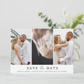 Elegant 3 Foto Modern Wedding Save The Date (Staand voorkant)