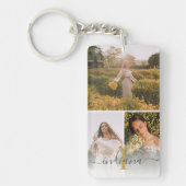 Elegant 3 foto Monogram Custom Afstuderen Keepsake Sleutelhanger (Voorkant)