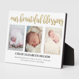 Elegant 3-foto Ons prachtige gouden Baby zonder ze Fotoplaat