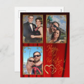 Elegant 3 Foto Valentijnsdag Feestdagenkaart (Voorkant / Achterkant)