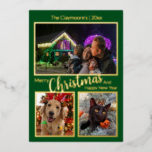 Elegant 3 foto Vrolijk Kerstfeest Gelukkig Nieuwja