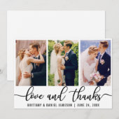 Elegant 3 Foto Wedding Love and Bedankt (Voorkant / Achterkant)