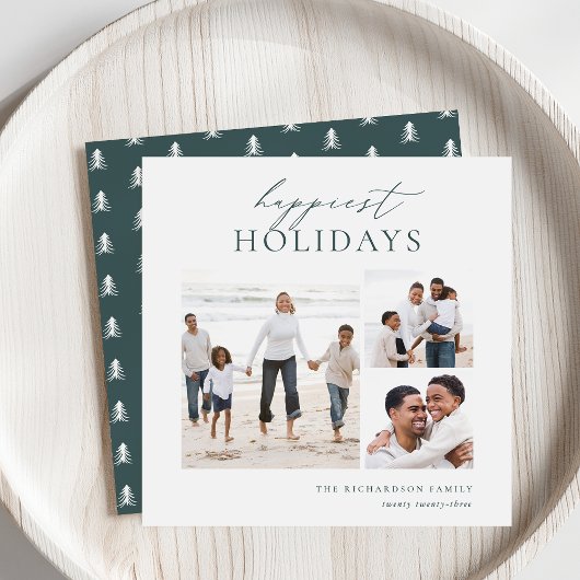 Elegant 3 Fotocollage het gelukkigst Feestdagenkaart