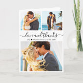 Elegant 3 Fotocollage Script Hart Bruiloft Bedankkaart (Voorkant)