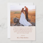 Elegant 3 Fotocollage Terracotta Script Bruiloft Bedankkaart (Achterkant)