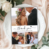 Elegant 3 Fotocollage Typografie Script Bruiloft Bedankkaart