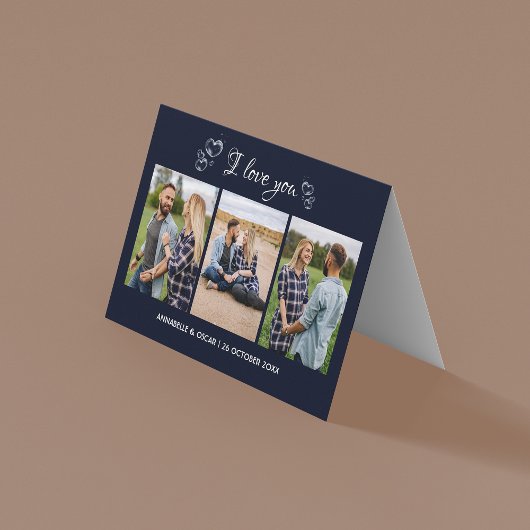 Elegant 3 fotosjabloon gevouwen vakantie Kaart