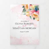 Elegant 3 in 1 pioen Waterverf bruiloft Drieluik Uitnodiging (Cover)