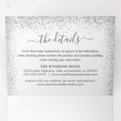 Elegant 3 in 1 zilveren glitter Wedding Drieluik Uitnodiging (Binnenzijde eerst)
