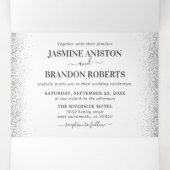 Elegant 3 in 1 zilveren glitter Wedding Drieluik Uitnodiging (Binnenkant midden)