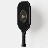 Elegant 3 Initiaal Monogram Goud Zwart Pickleball Paddle (Links)